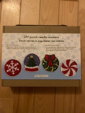 NWT Punch Needle Craft Kit Christmas Holiday Winter Coasters DIY